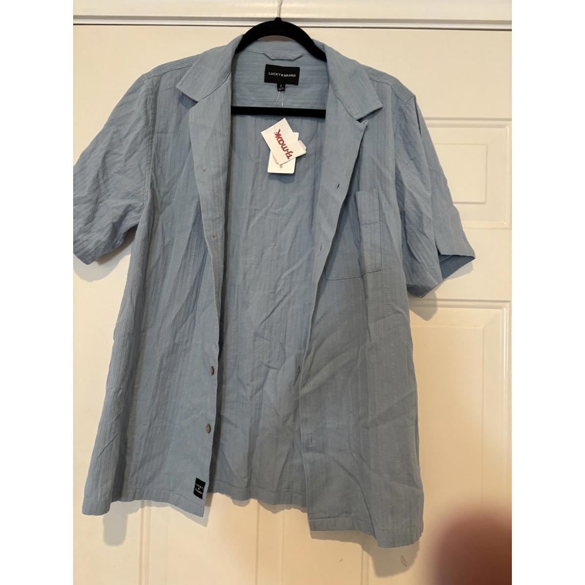 Mens Blue Lucky Brand Button Short Sleeve Shirt Sz S 589